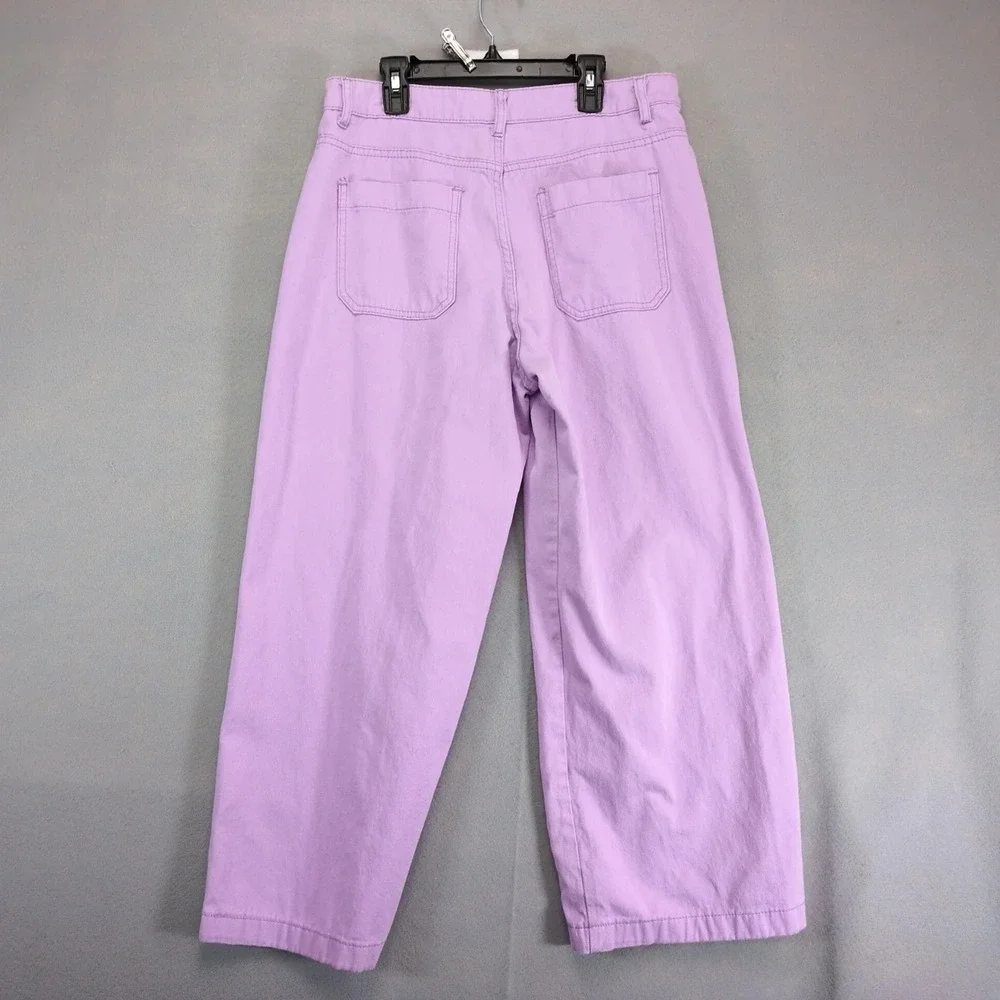 STNDRD Denim Purple Wide Leg Cropped Jeans Women's 14 High Rise Stretch‎ 31x26